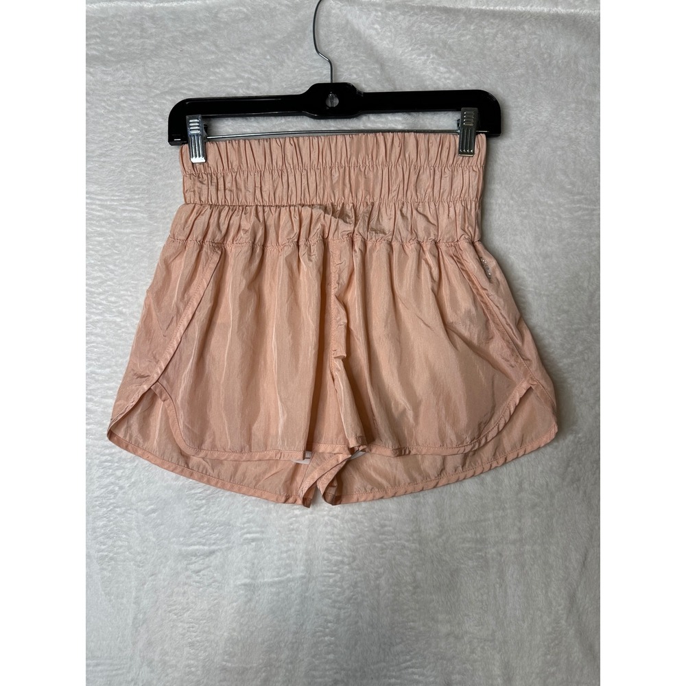 Free People Movement The Way Home Shorts Womens Small Pink Smocked High Rise